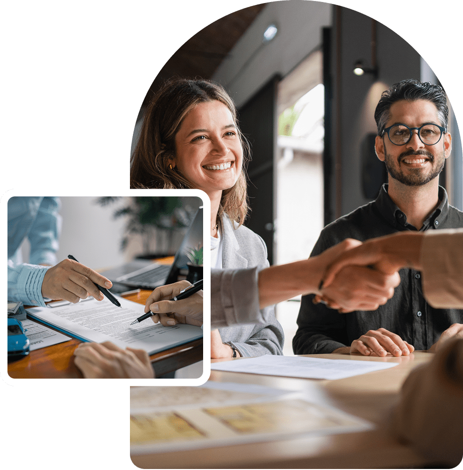 Signing documents and agreement handshake