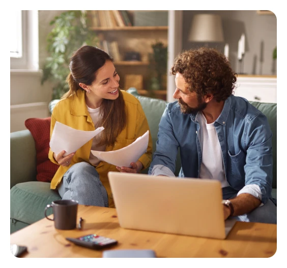 Two people collaborating on project